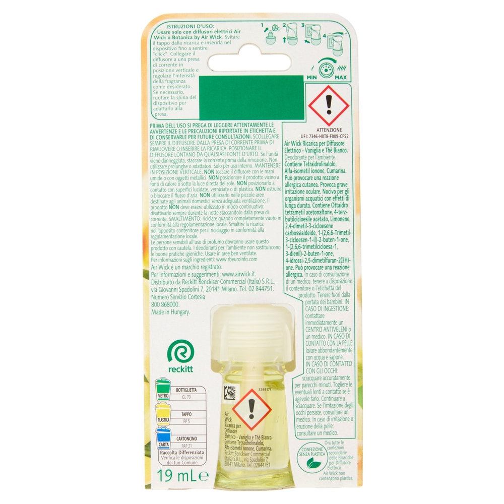 Air Wick Essential Oils Vaniglia e Thè Bianco Ricarica per Diffusore Elettrico 19 mL